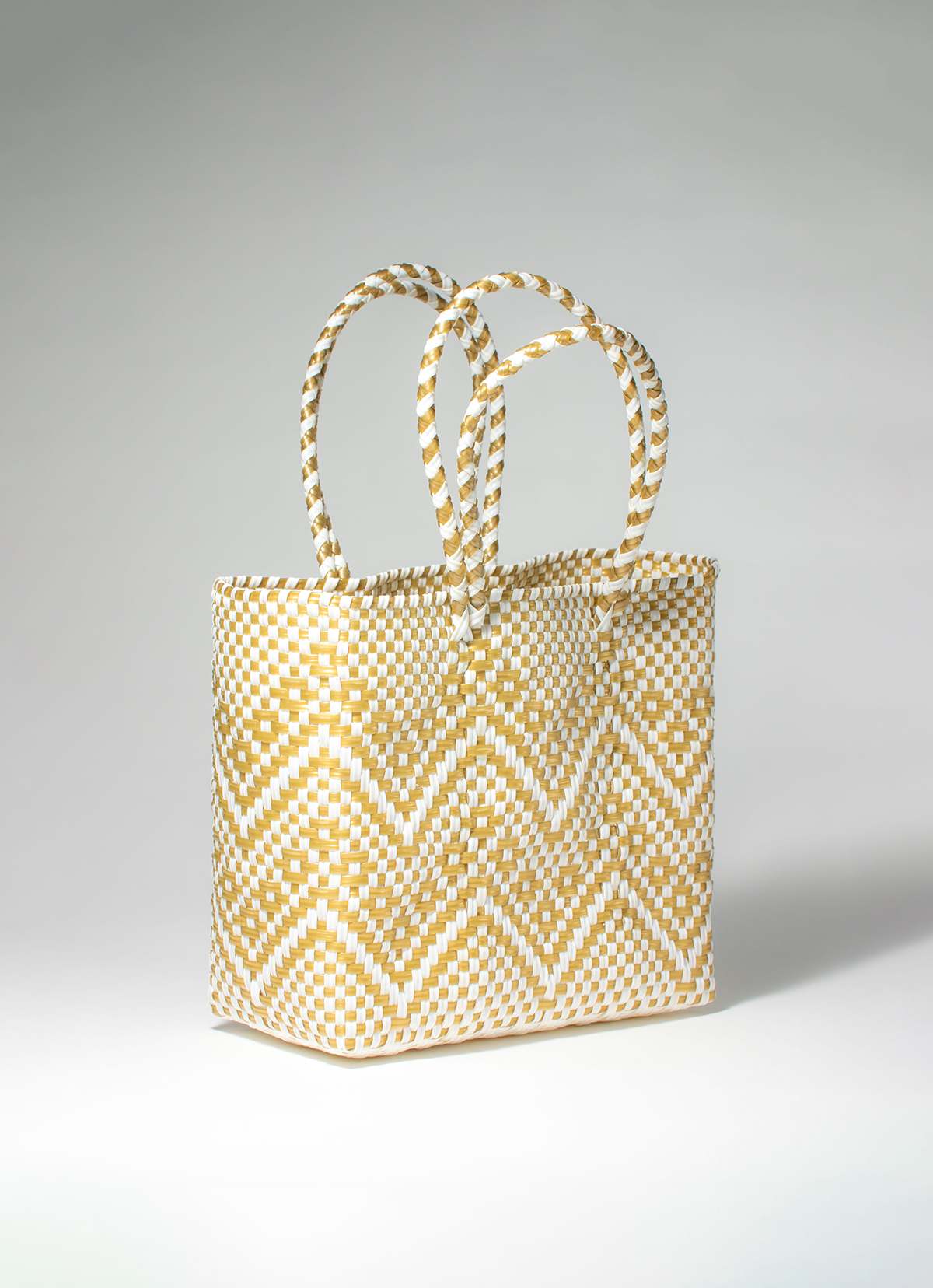墨西哥環保手工編織MERCADO包-2299WB-25X25cm-白金波紋