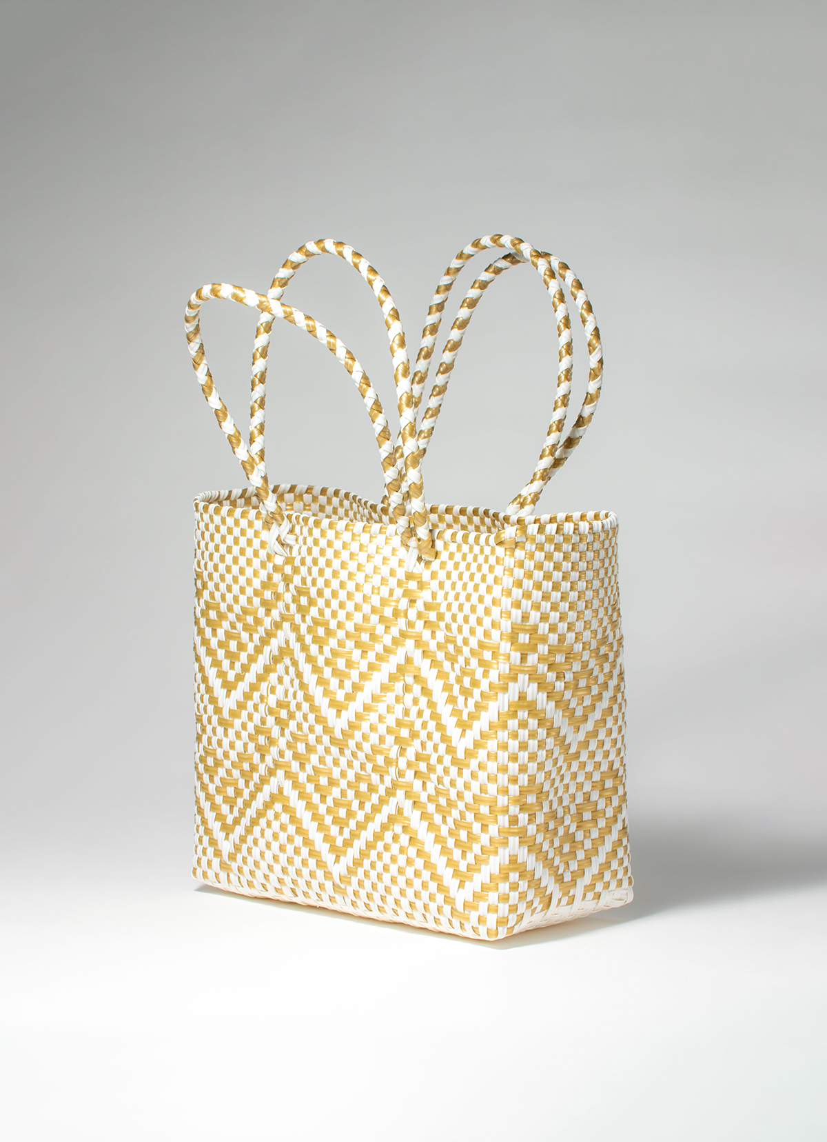 墨西哥環保手工編織MERCADO包-2299WB-25X25cm-白金波紋