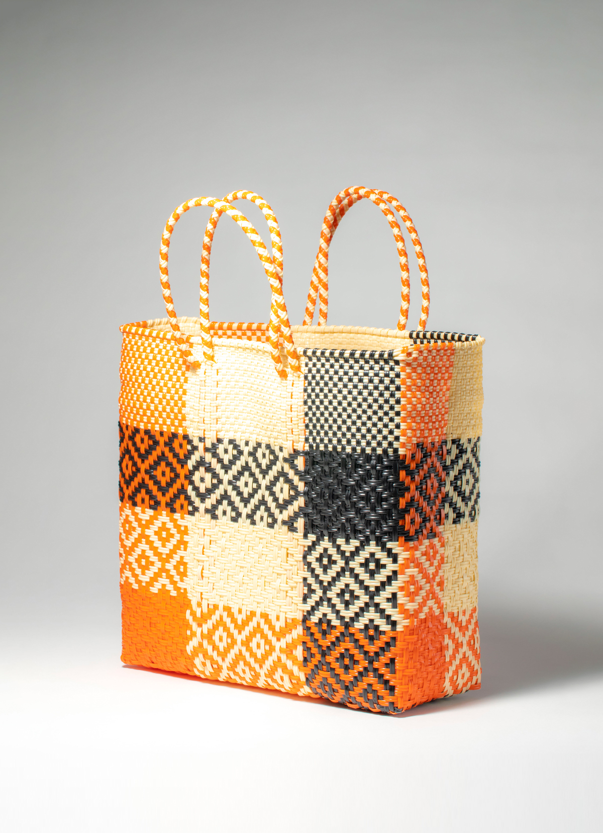 墨西哥環保手工編織MERCADO包-2298WB-31X28cm-蘇格蘭紋