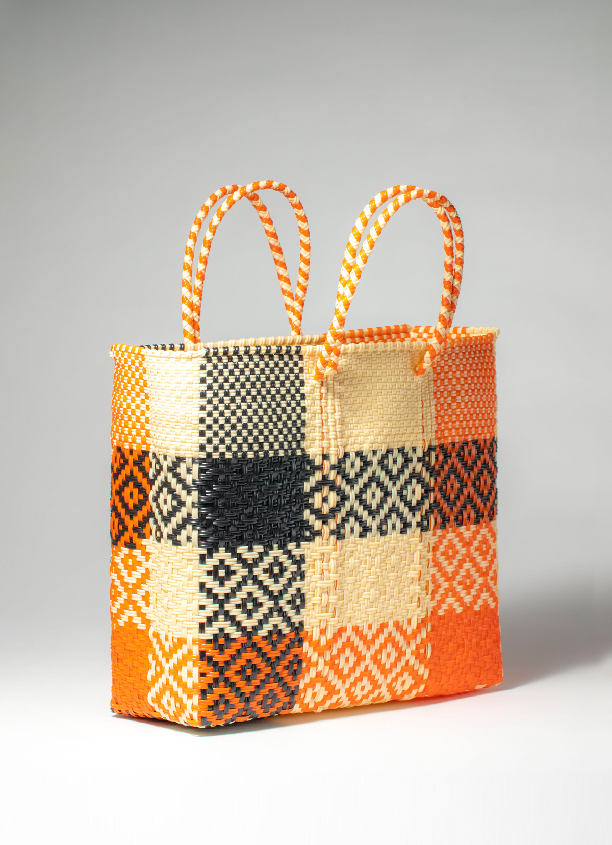 墨西哥環保手工編織MERCADO包-2298WB-31X28cm-蘇格蘭紋