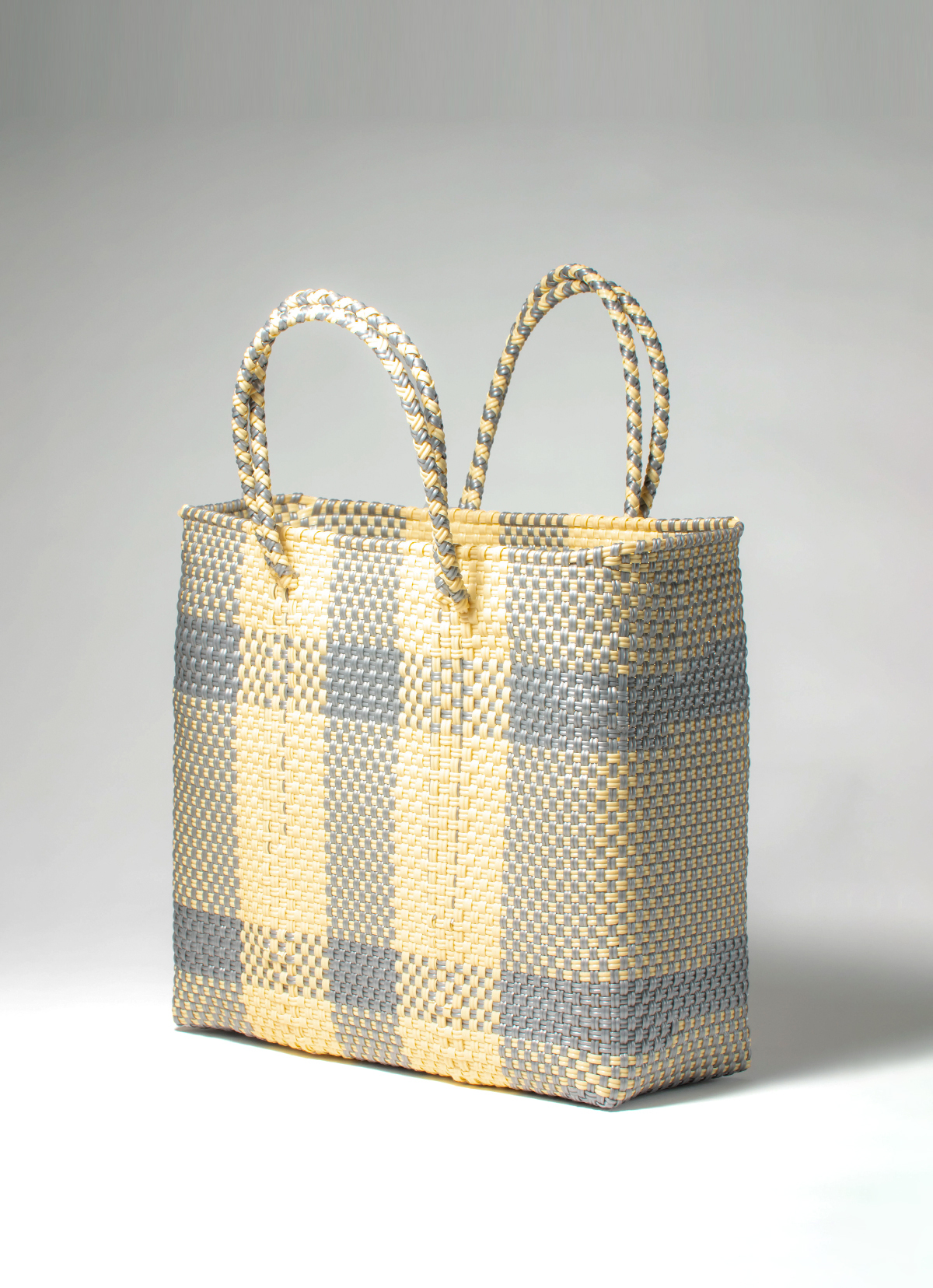 墨西哥環保手工編織MERCADO包-2298WB-31X28cm-黃藍格紋