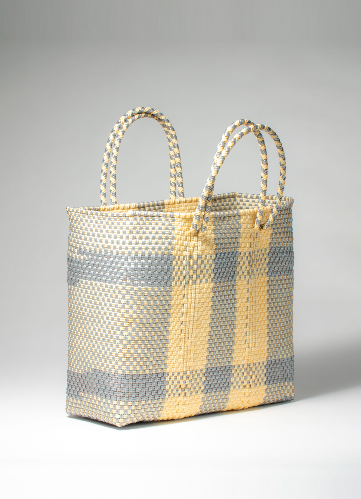 墨西哥環保手工編織MERCADO包-2298WB-31X28cm-黃藍格紋