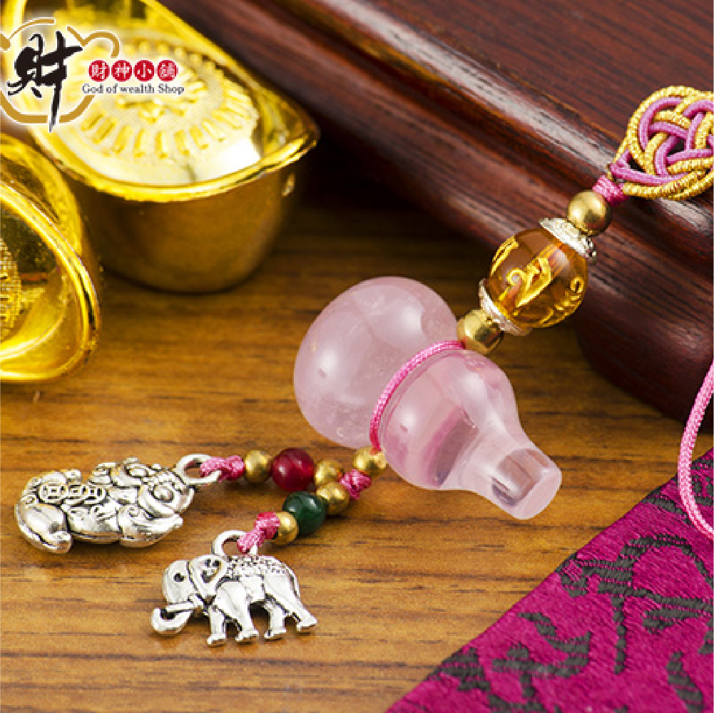 【財神小舖】福氣葫蘆(粉晶)吊飾(含開光)