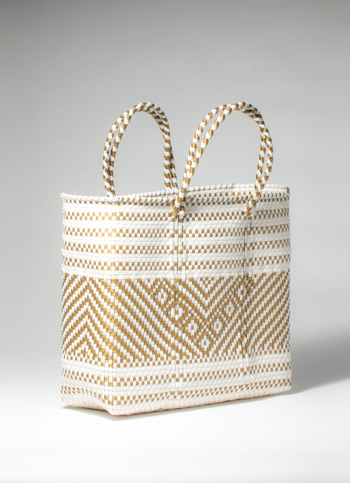 墨西哥環保手工編織MERCADO包-2298WB-31X28cm-白金意象紋