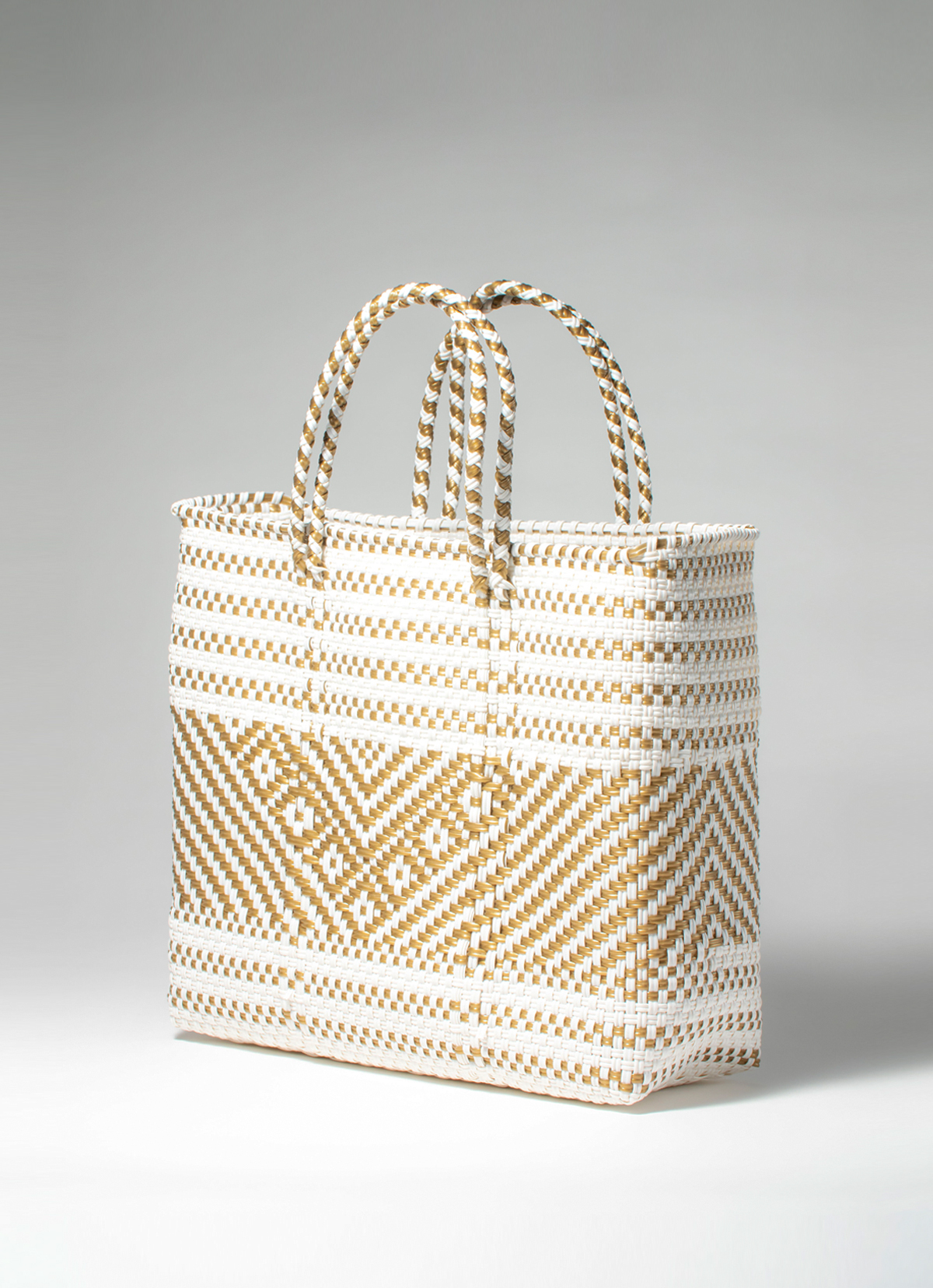 墨西哥環保手工編織MERCADO包-2298WB-31X28cm-白金意象紋