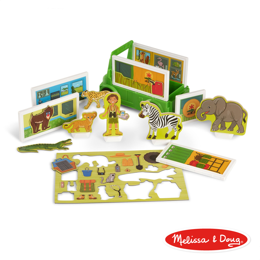 《 美國 Melissa & Doug 》磁力建構娃娃屋,動物救援車