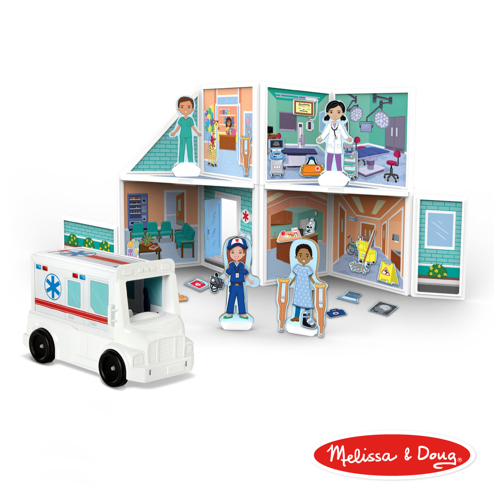 《 美國 Melissa & Doug 》磁力建構娃娃屋,醫院