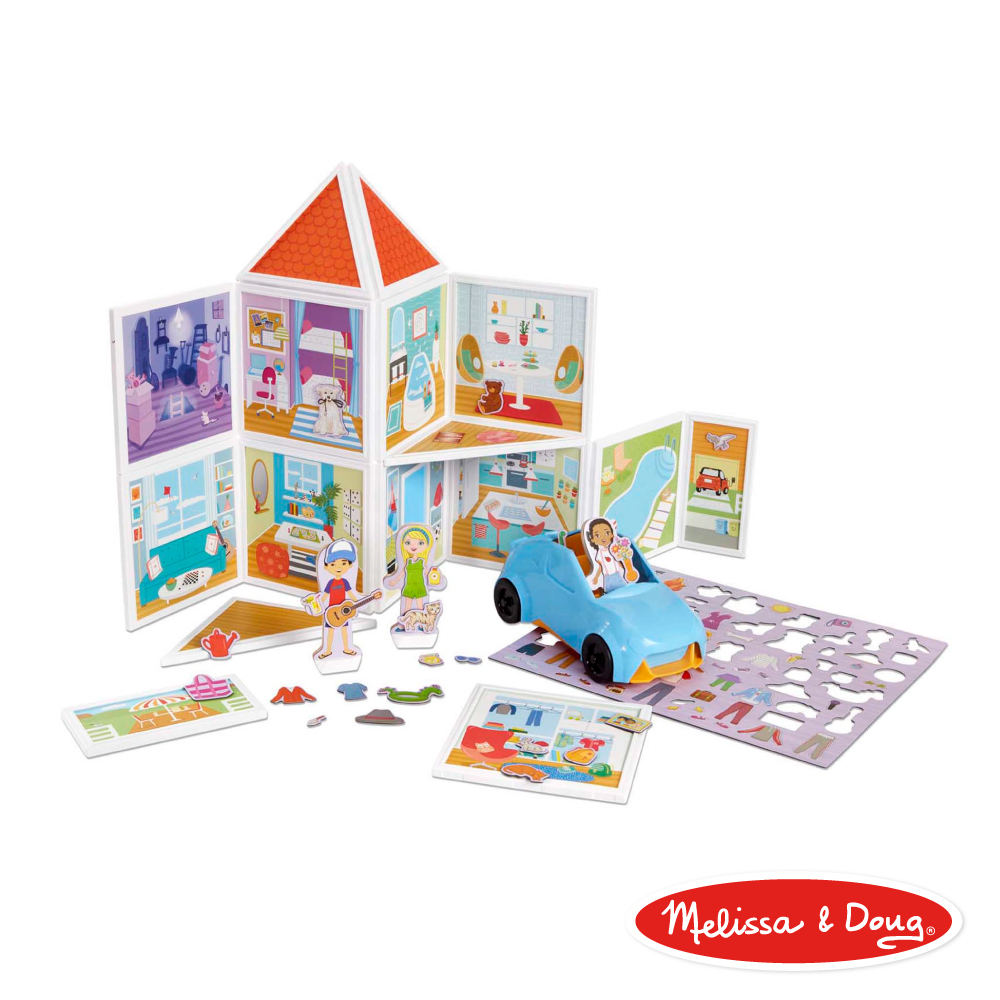 《 美國 Melissa & Doug 》磁力建構娃娃屋,渡假別墅