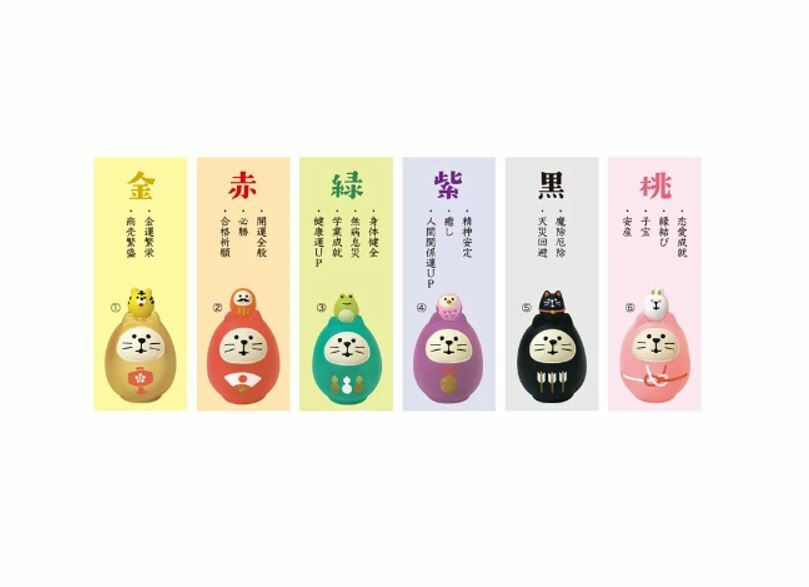 日本Decole Concombre系列 開運貓貓達摩 (全6色)