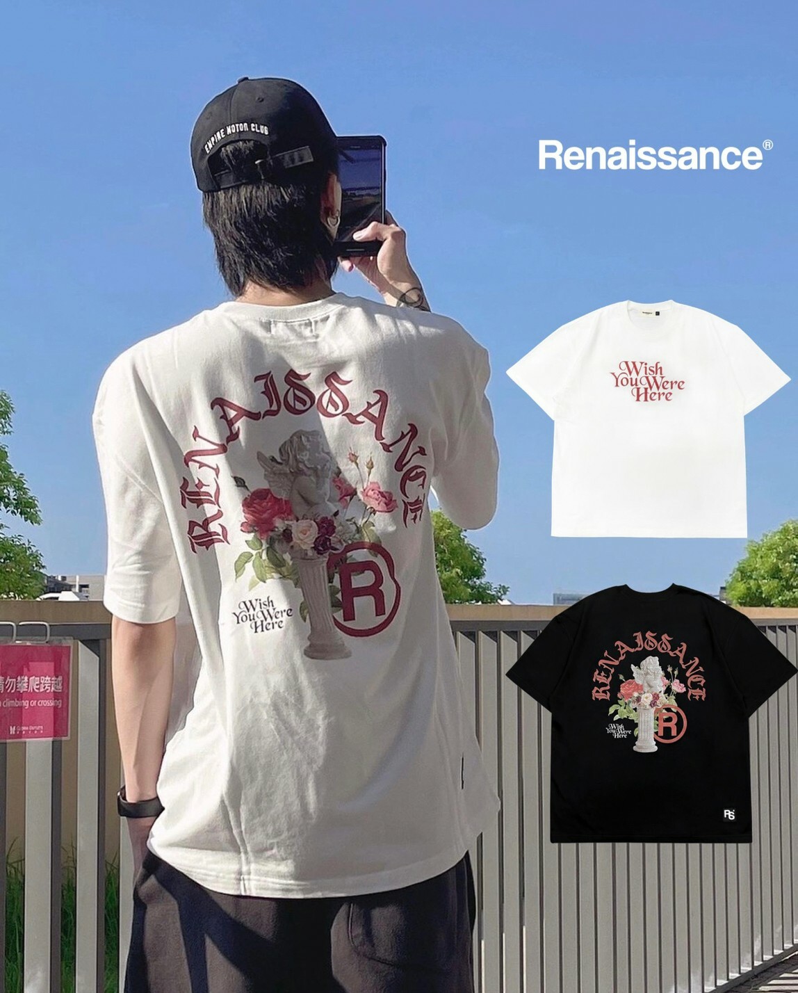 RENAISSANCE 新款 花卉 WISH YOU WERE HERE 短袖 T