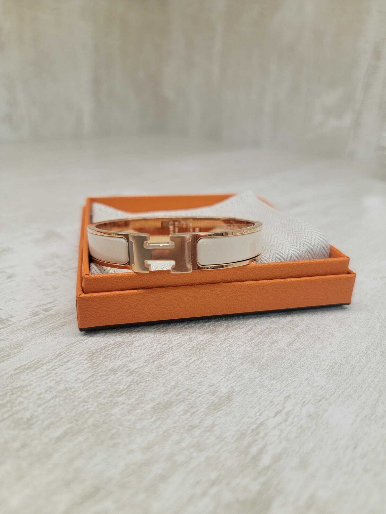 HERMES Clic H  bracelet Crème FO 奶白/玫瑰金