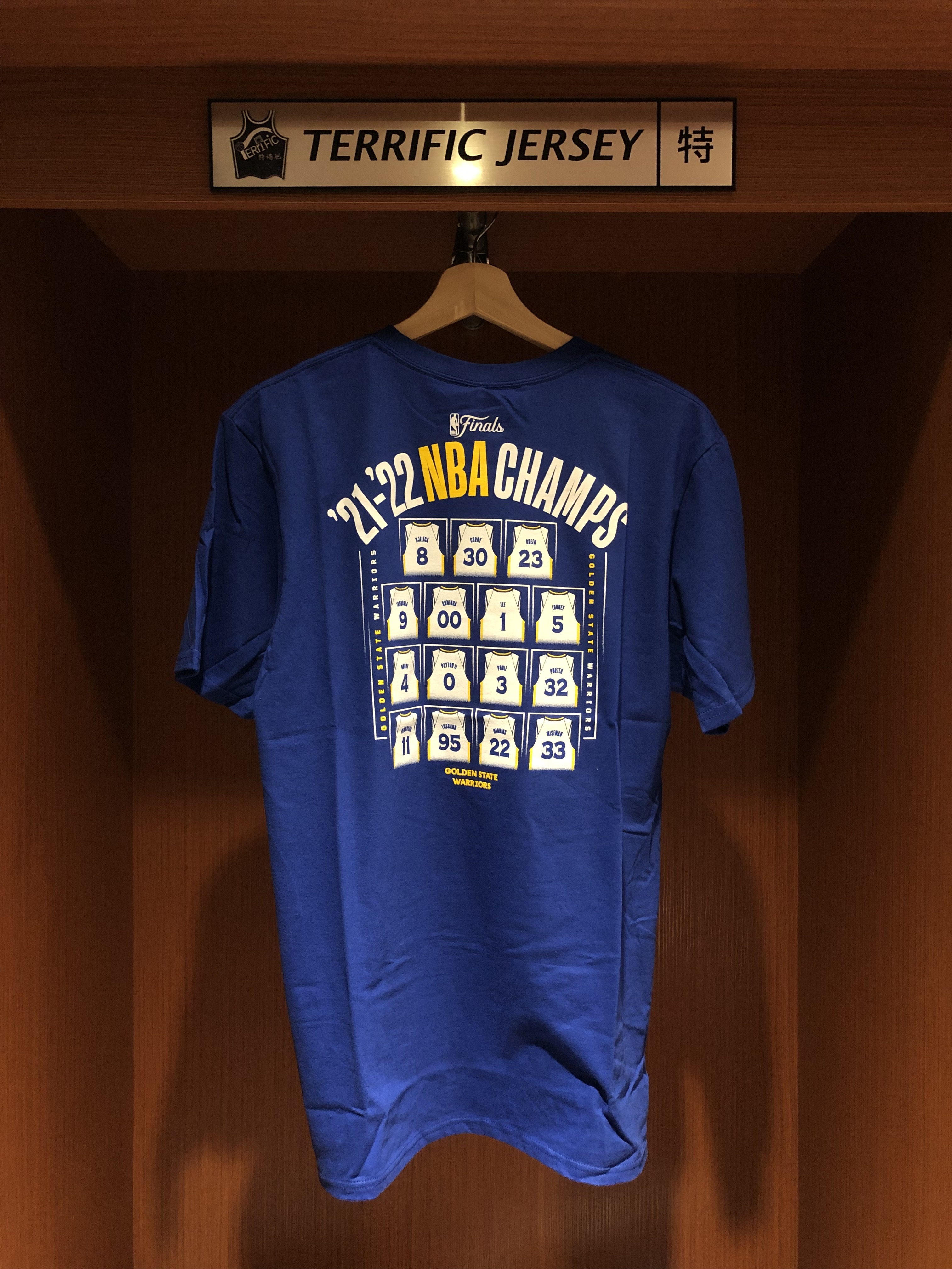 NBA短袖 Golden State Warriors 金州勇士 2022冠軍 球隊名單藍 Fanatics Tee 全新