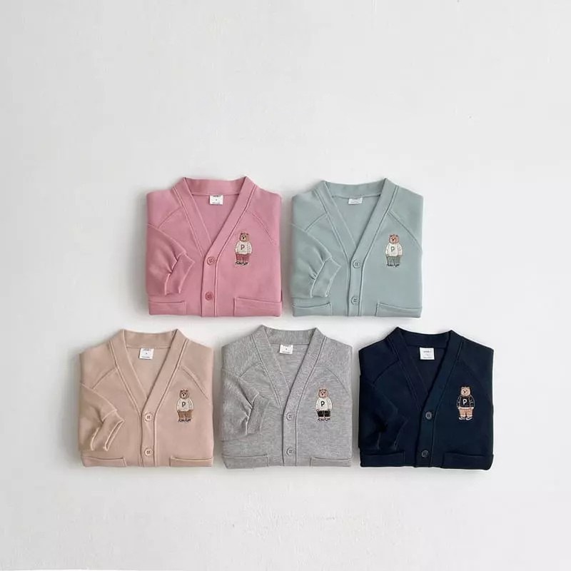 純棉V領小熊刺繡外套