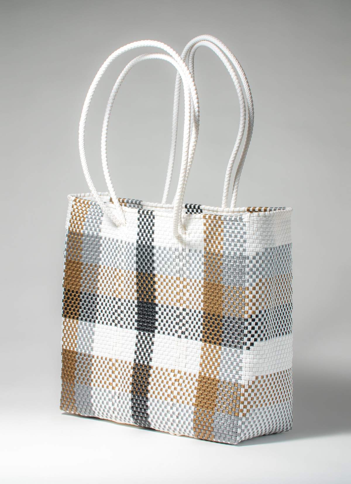 墨西哥環保手工編織MERCADO包-2296WB-34X33cm-英倫格紋