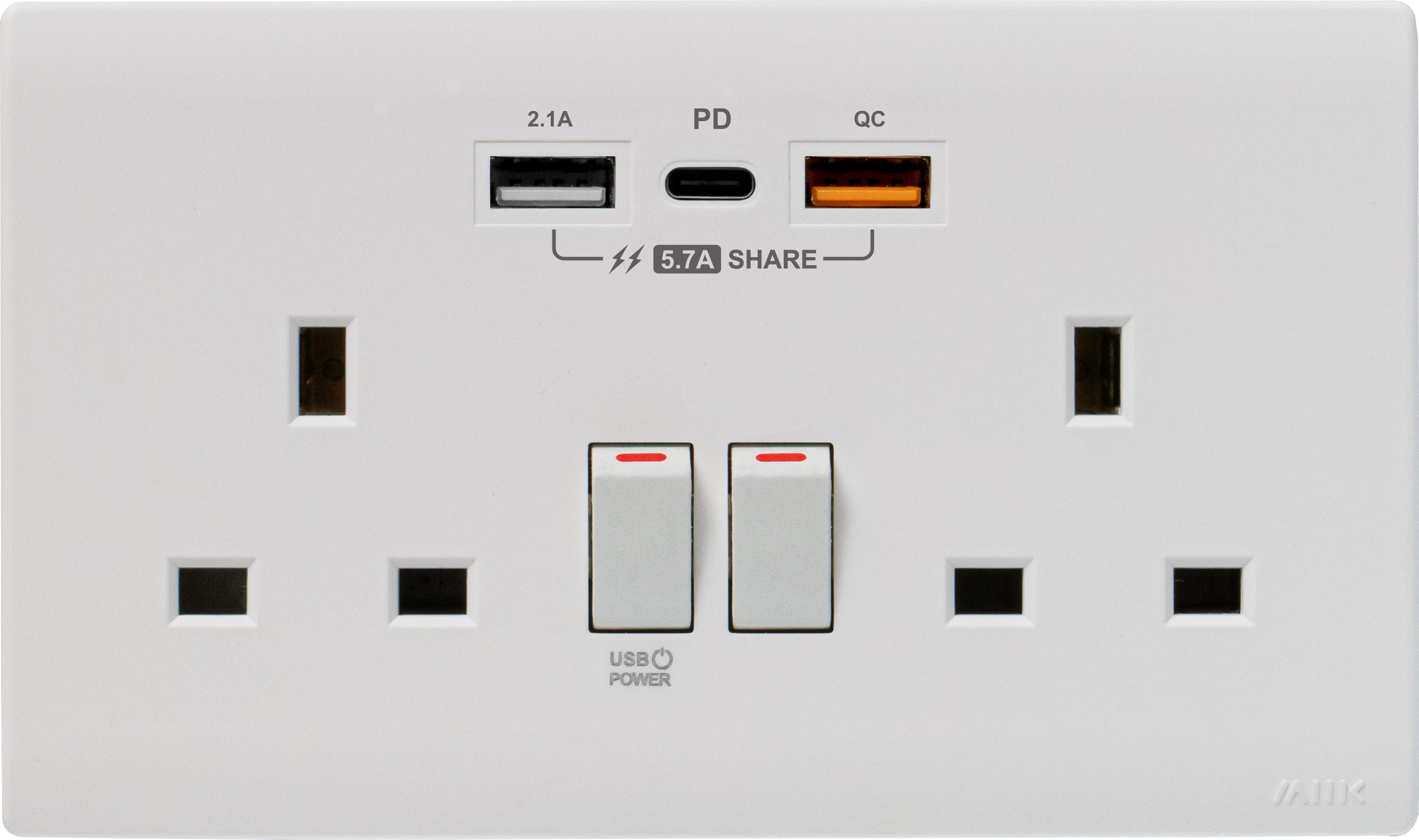 M2K 【PDQC】孖蘇 Type C/USB電制 (陶瓷白) 《啞白》