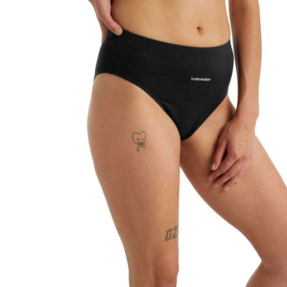 icebreaker Queens 女款 羊毛高叉三角內褲 - JN200 - 黑