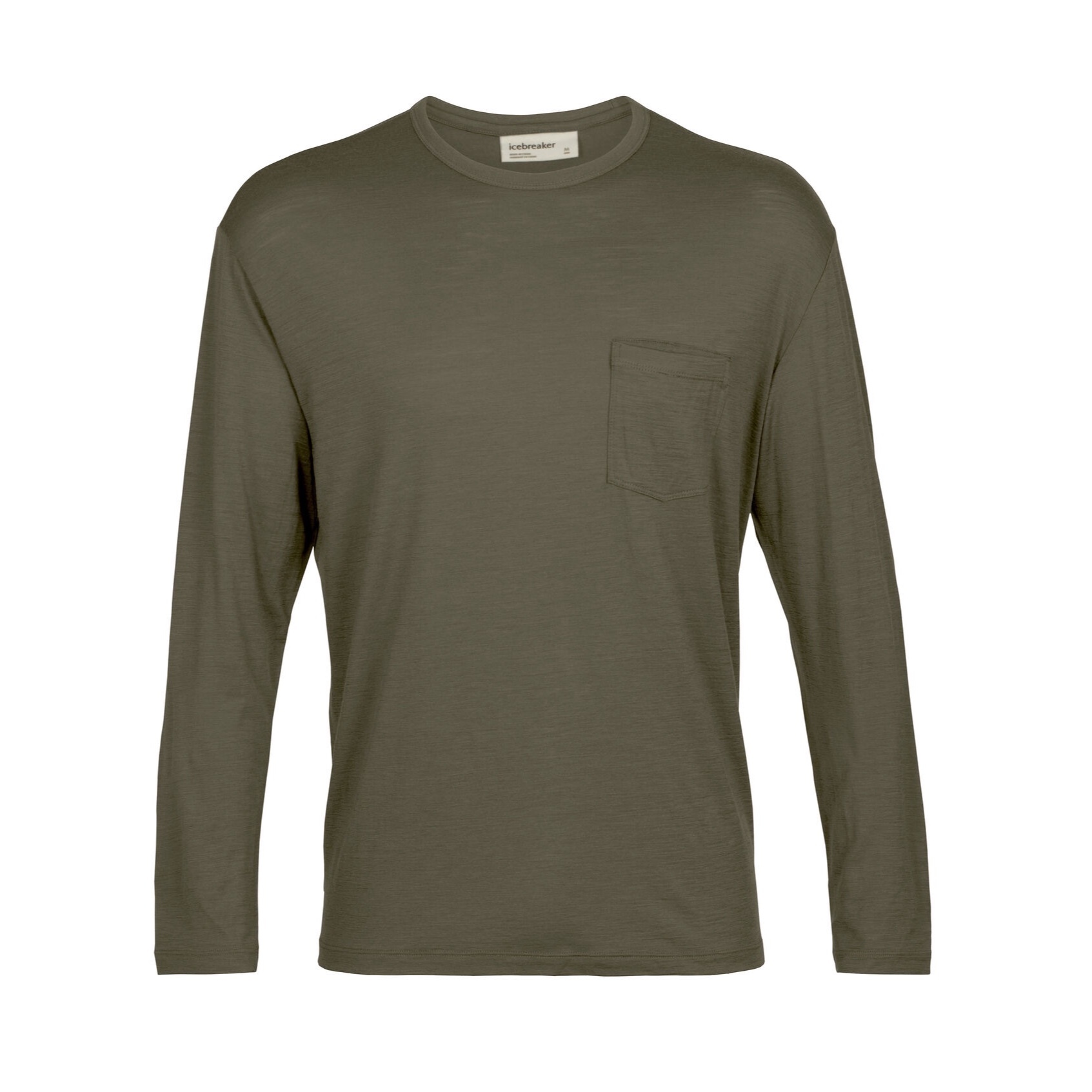 Icebreaker Granary 羊毛圓領長袖口袋上衣-JN150-橄欖綠 男生