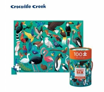 【 美國Crocodile Creek 】生物主題學習桶裝拼圖-鳥類世界