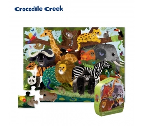 【 美國Crocodile Creek 】大型地板拼圖系列-叢林動物
