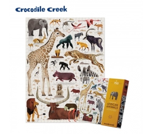 【 美國Crocodile Creek 】動物圖鑑主題盒拼圖-非洲動物