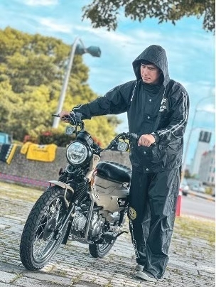 MOONEYES 兩件式 騎士 雨衣 黑色