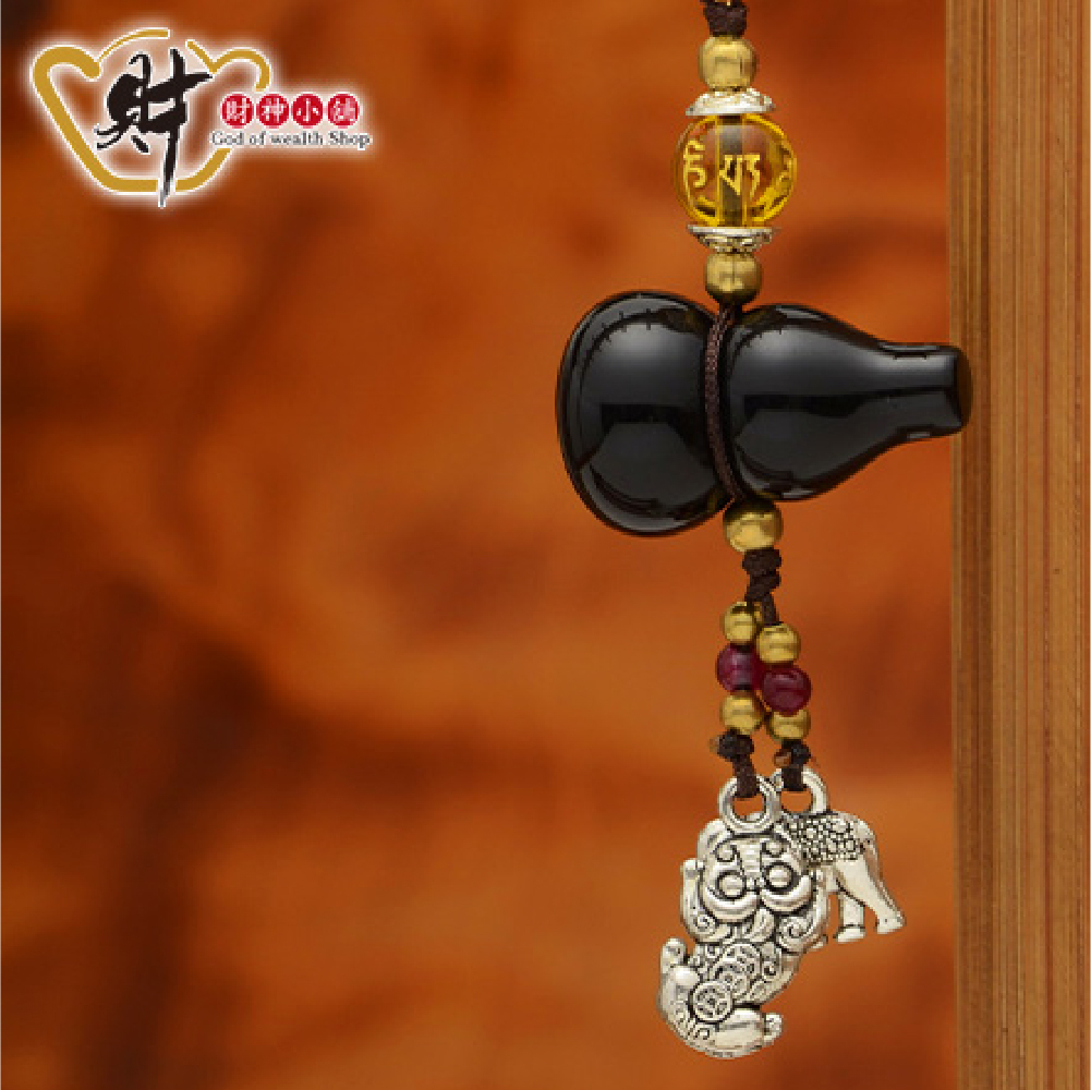 【財神小舖】福氣葫蘆(黑曜石)吊飾(含開光)