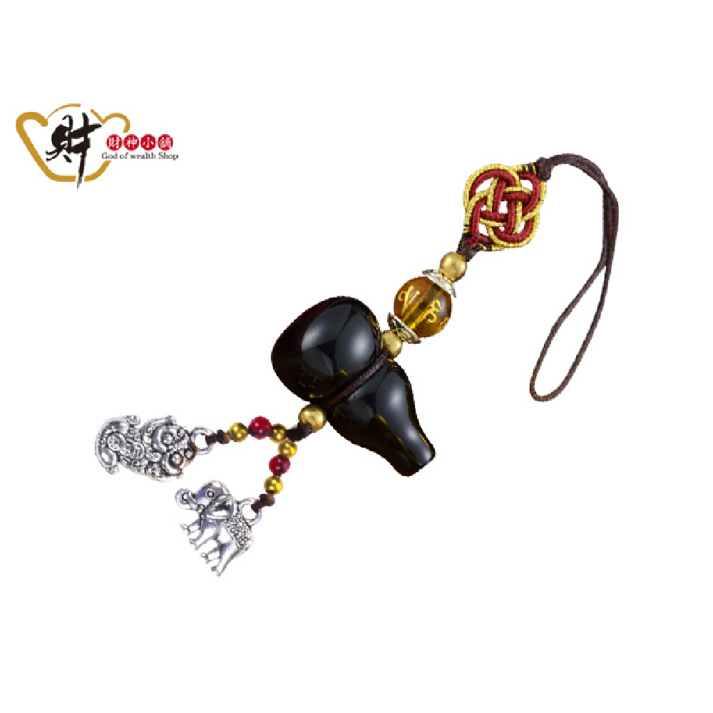 【財神小舖】福氣葫蘆(黑曜石)吊飾(含開光)