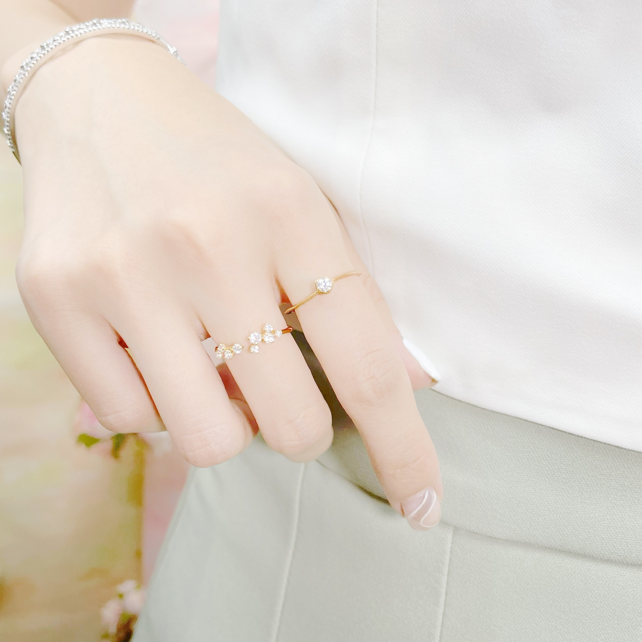 | 925 Silver・Gold | Flowers Ring Set | NE0454 |