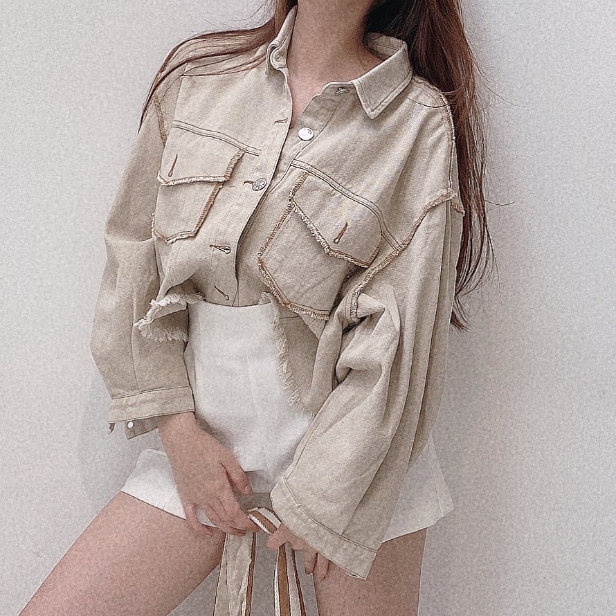 反車線抽鬚水洗牛仔外套/二色【C02291501】