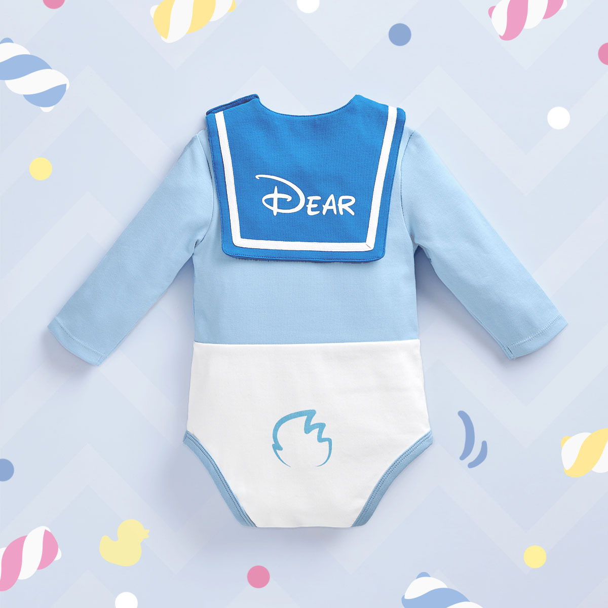 OMYMONSTER - 糖 Duck Duck 長袖包屁衣連口水肩套裝