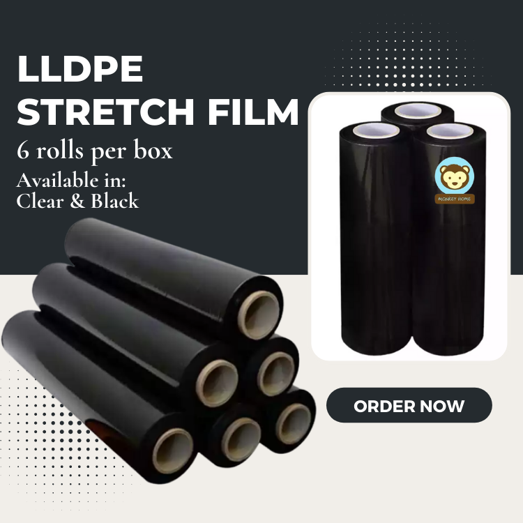 Monkey Home Black Hand Use Pallet Film - 6 rolls/carton