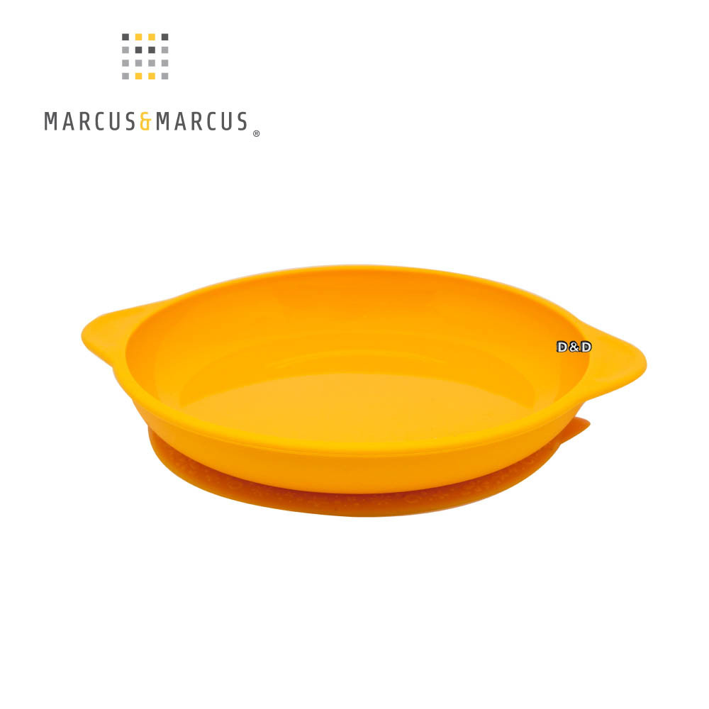 《 MARCUS＆MARCUS 》動物樂園幼兒學習吸力餐盤-長頸鹿(黃)