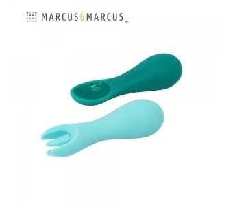 【加拿大MARCUS＆MARCUS】手握學習胖胖叉匙組-綠色