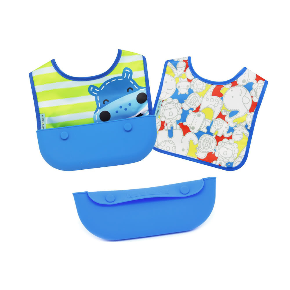 【加拿大MARCUS＆MARCUS】動物樂園3合1大口袋旅行圍兜-河馬