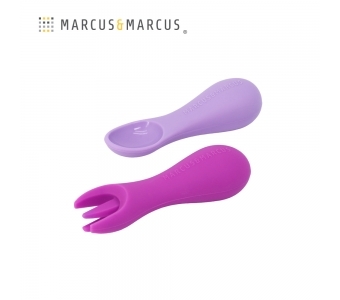 【加拿大MARCUS＆MARCUS】手握學習胖胖叉匙組-紫色