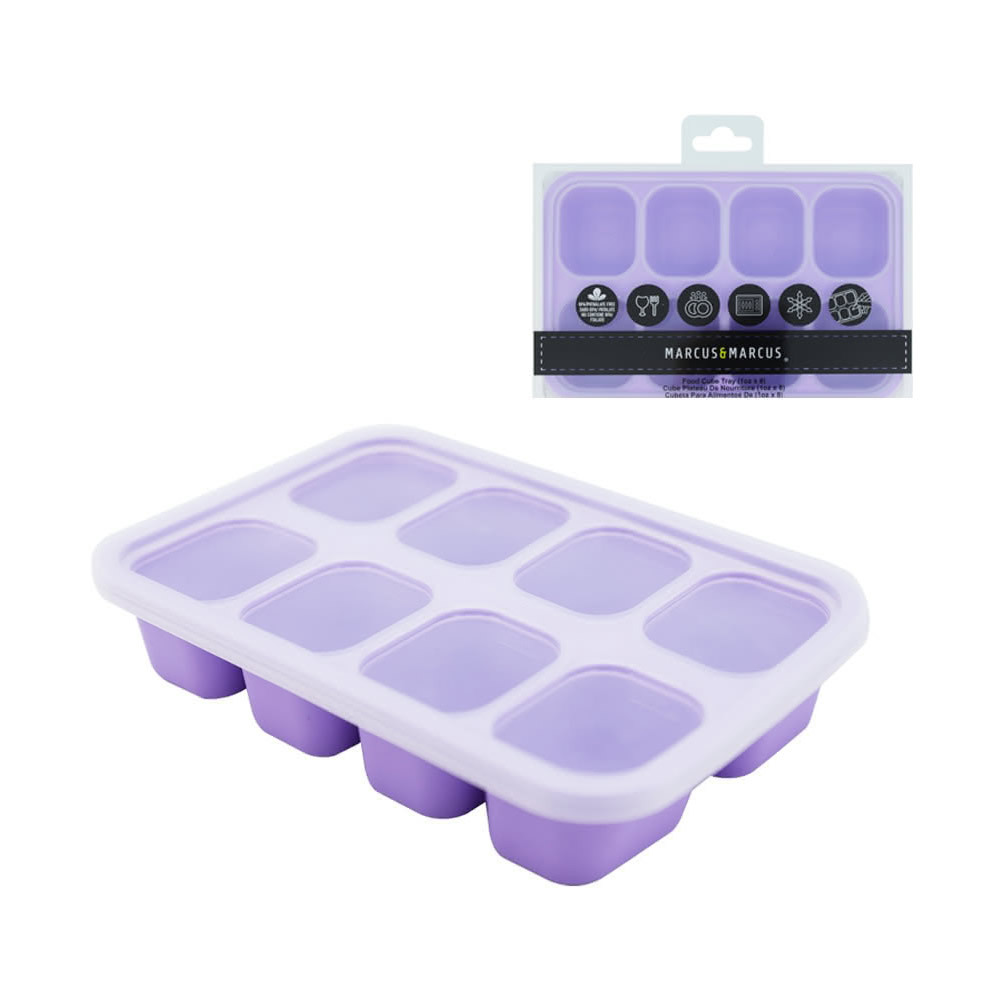 【加拿大MARCUS＆MARCUS】動物樂園造型矽膠副食品分裝保存盒-8格30ml-紫