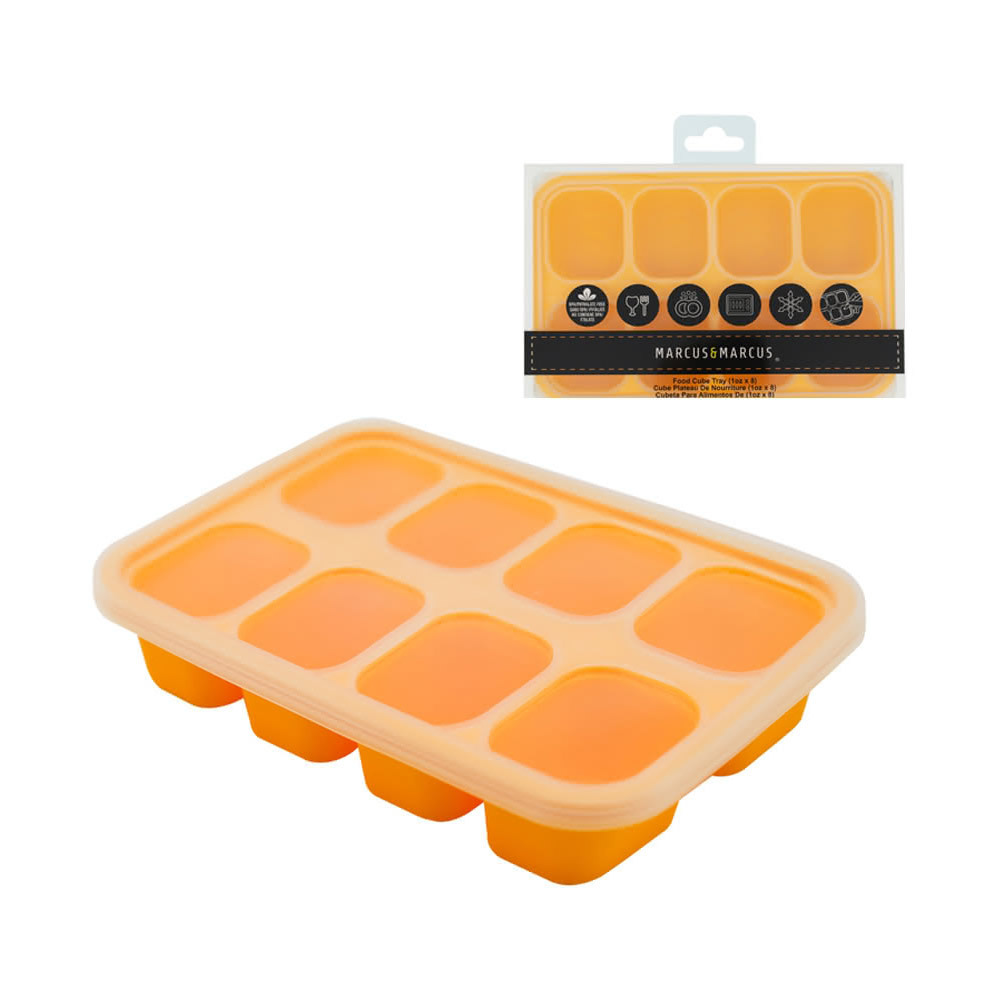 【加拿大MARCUS＆MARCUS】動物樂園造型矽膠副食品分裝保存盒-8格30ml-黃