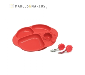 【加拿大MARCUS＆MARCUS】手握吸力餐盤學習禮盒組-獅子