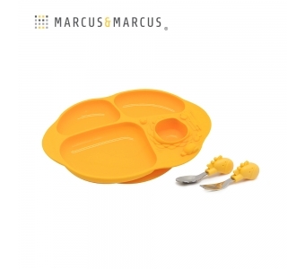 【加拿大MARCUS＆MARCUS】手握吸力餐盤學習禮盒組-長頸鹿