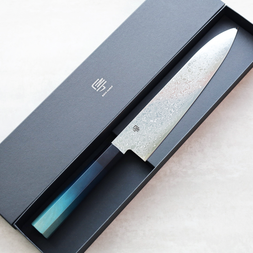 藍包丁 牛刀 210mm 高碳素特殊鋼 大馬士革