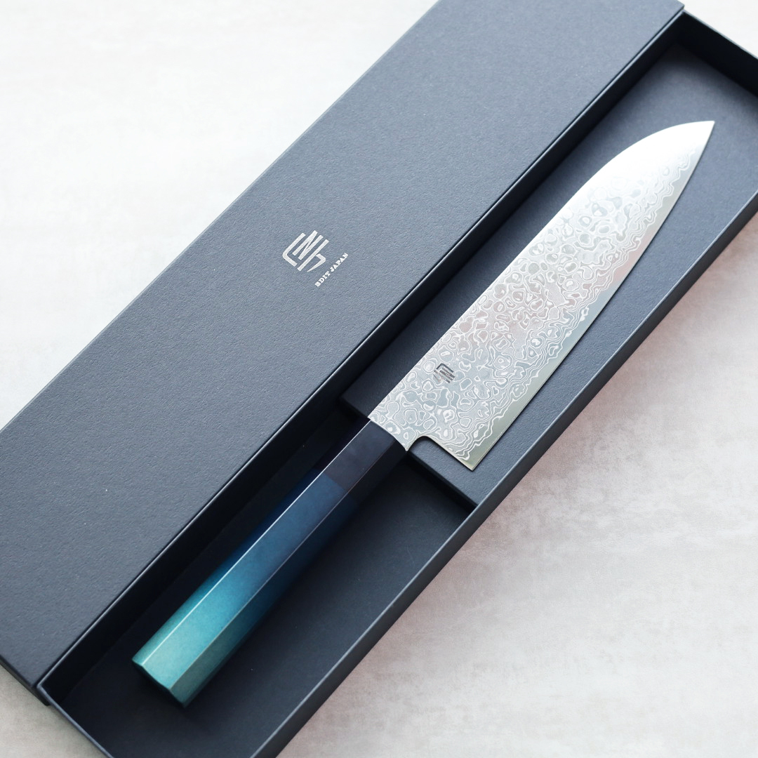 藍包丁 三德刀 180mm 高碳素特殊鋼 大馬士革