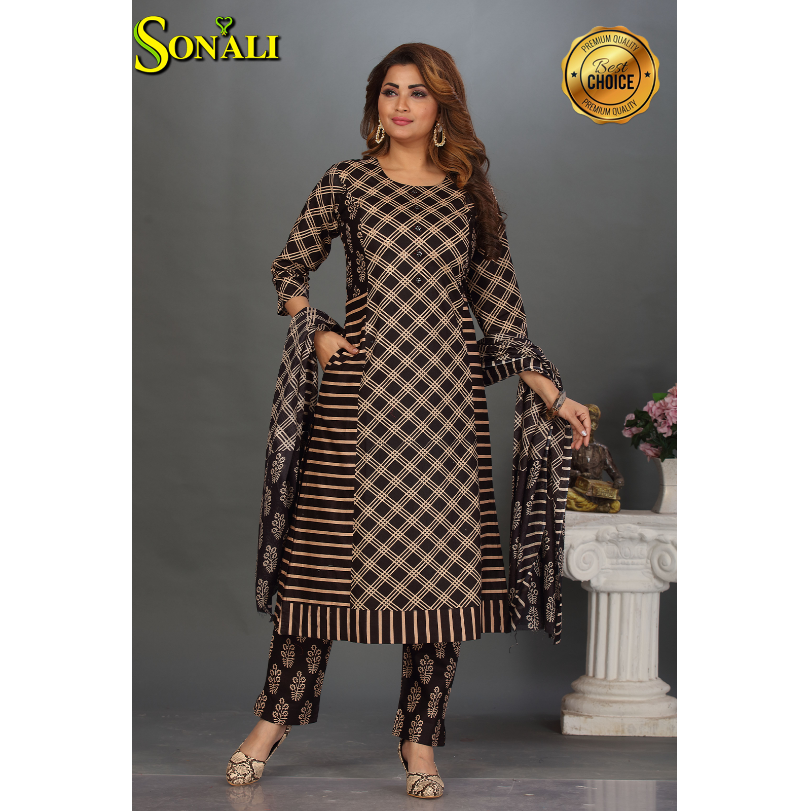 Sonali Premier Quality Couple Collections Men Shirt 3 PCS Suit Women Suit Kemeja Labuh Baju Sedondon Kemeja Lelaki - Q1683/Q1684/Q1685/Q1686/Q1767/Q1768