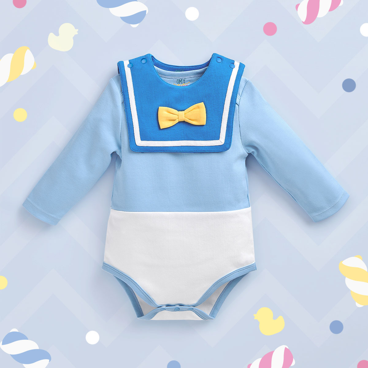 糖 Duck Duck 長袖包屁衣連口水肩套裝