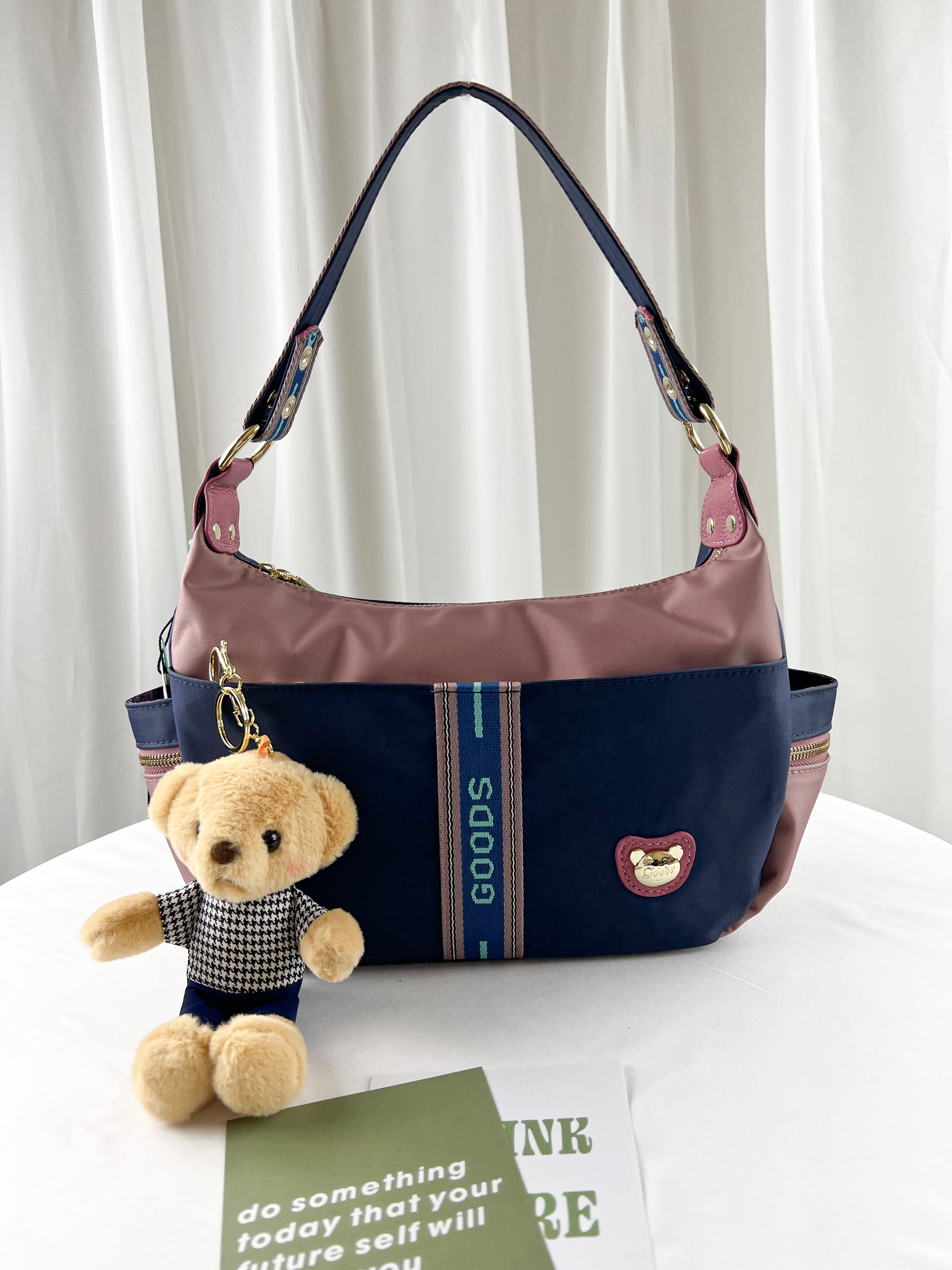 GOODS 織帶藍粉 防潑水肩背包 / 側背包  #2754