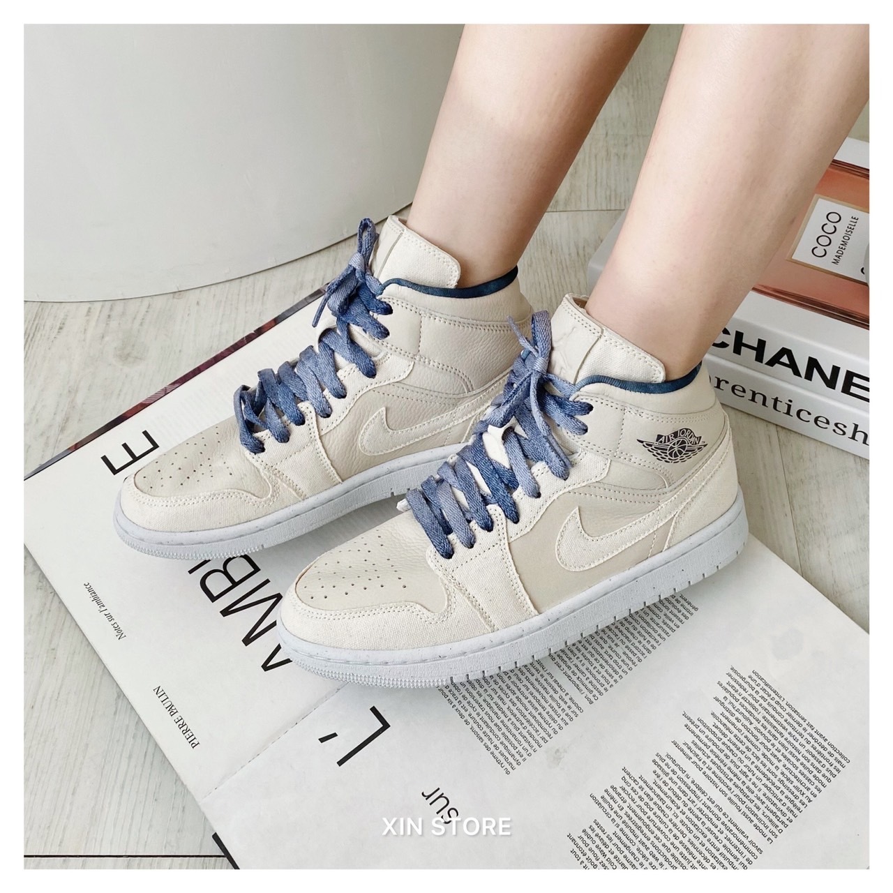 【現貨】Nike W Air Jordan 1 Mid SE Sanddrift 高筒 渲染 拼接 奶油杏