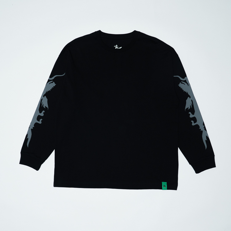 Long Sleeves Neither fish nor fowl Print Tee (Black)