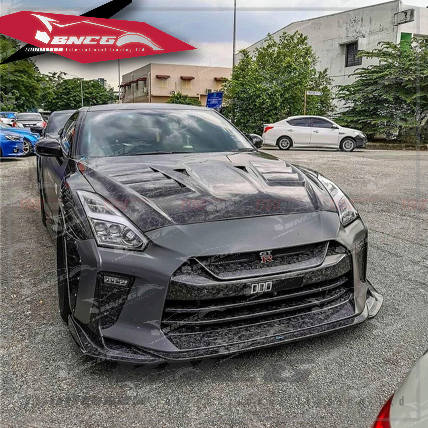 日產 Nissan 東瀛戰神 GTR R35 碳纖維 外觀件 空力套件 Top Secret款 前保桿 前下巴 LED日行燈