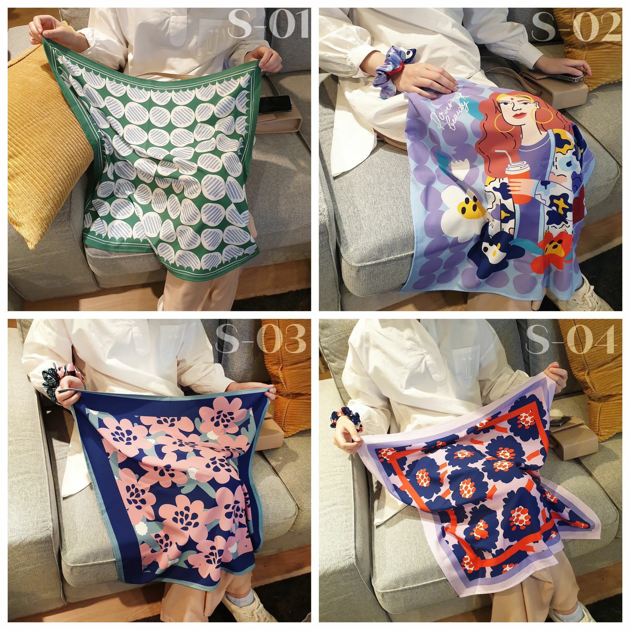 泰國自家原創品牌 Zappgirlbrabra 原創印花圖案絲巾