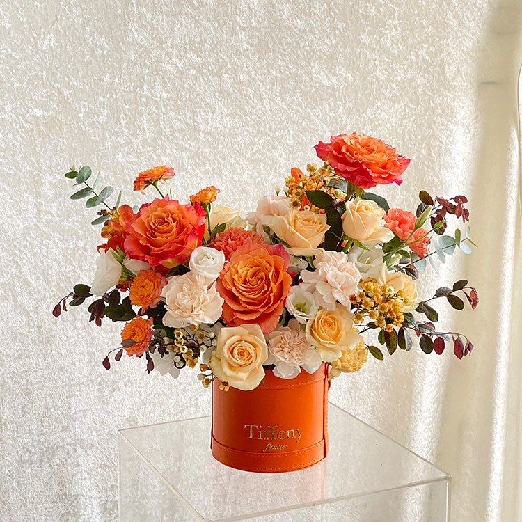 愛馬仕橘盆花 鮮花盆花 開幕花禮