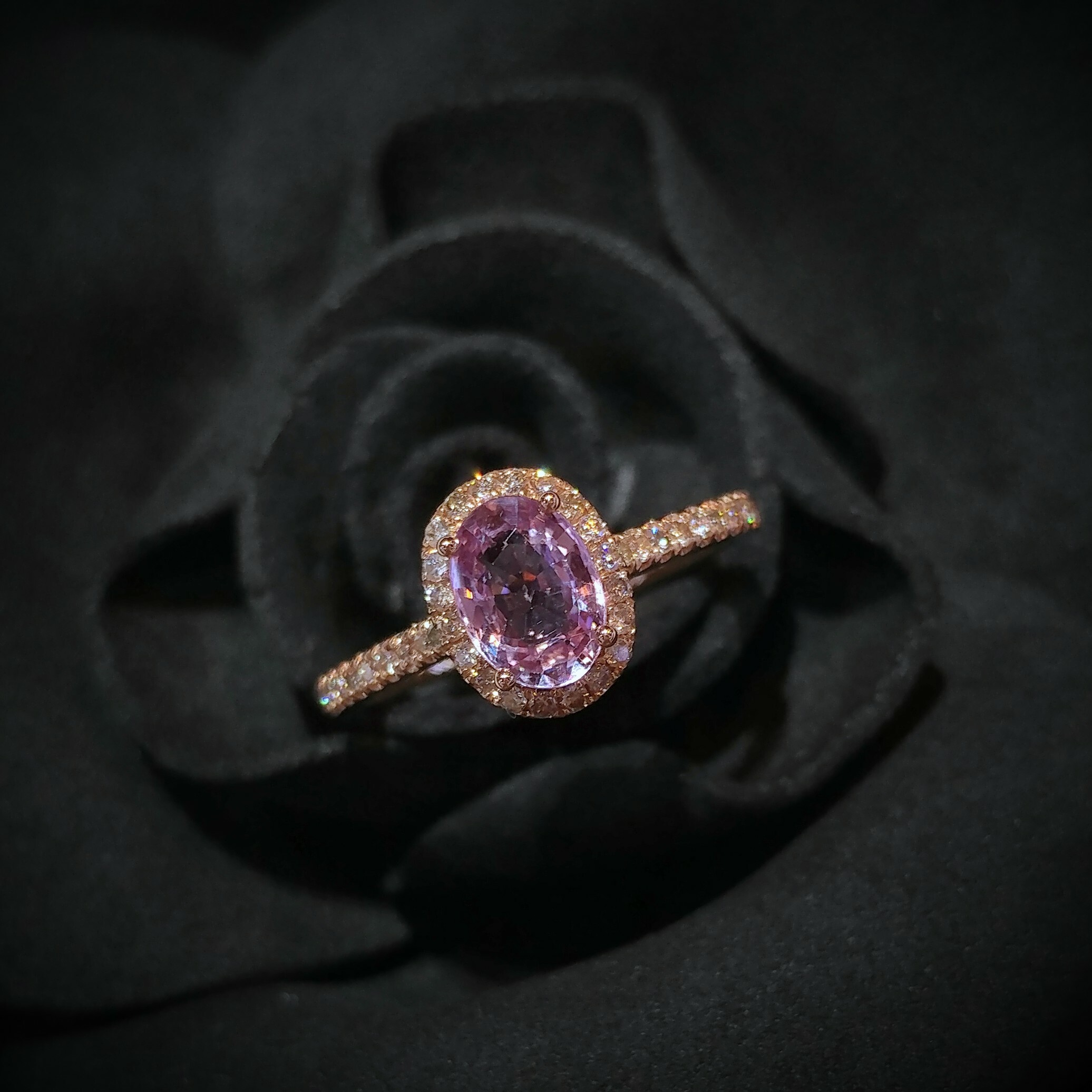 18K Rose Gold 1.02ct Sapphire and Diamond Ring